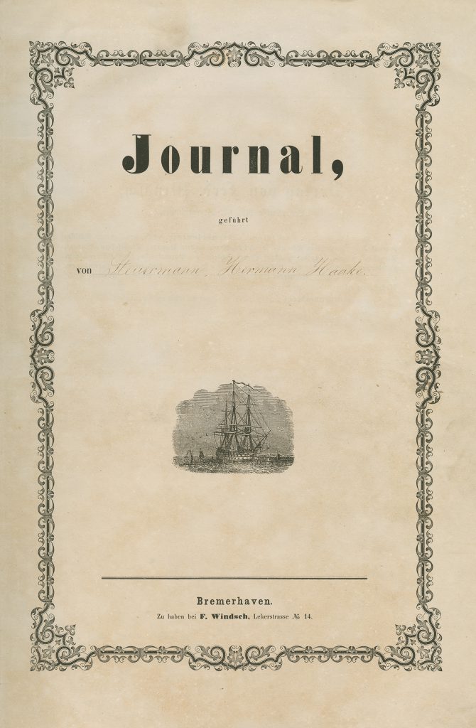 Titelseite des Journals von einem Walfangschiff