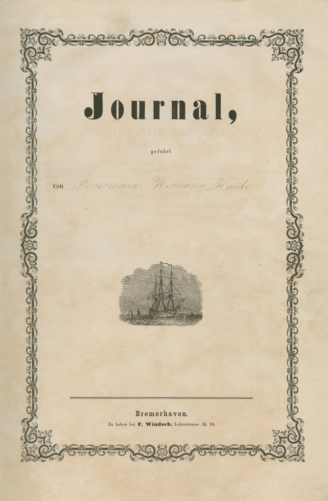 Titelseite des Journals von einem Walfangschiff