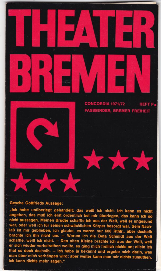 Titelseite des Programmheftes für das Stück "Bremer Freiheit". 