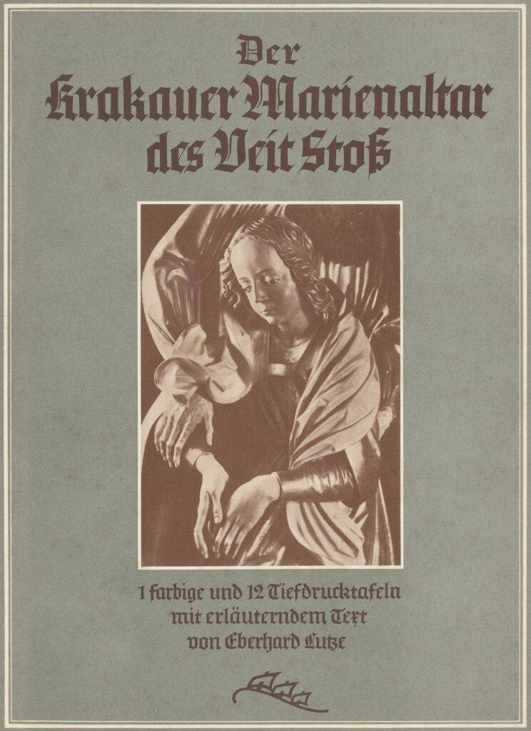 Buchumschlag in graugrüner Farbe mit einem Bild einer hölzernen Marienstatue